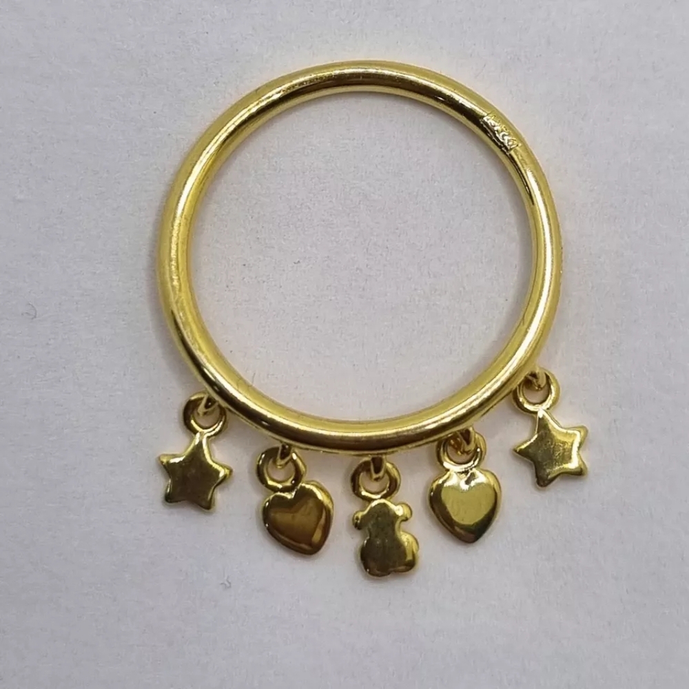 Tous Silver Vermeil Cool Joy Ring with Bear, Heart and Star Motifs Size 6 - Picture 3 of 10